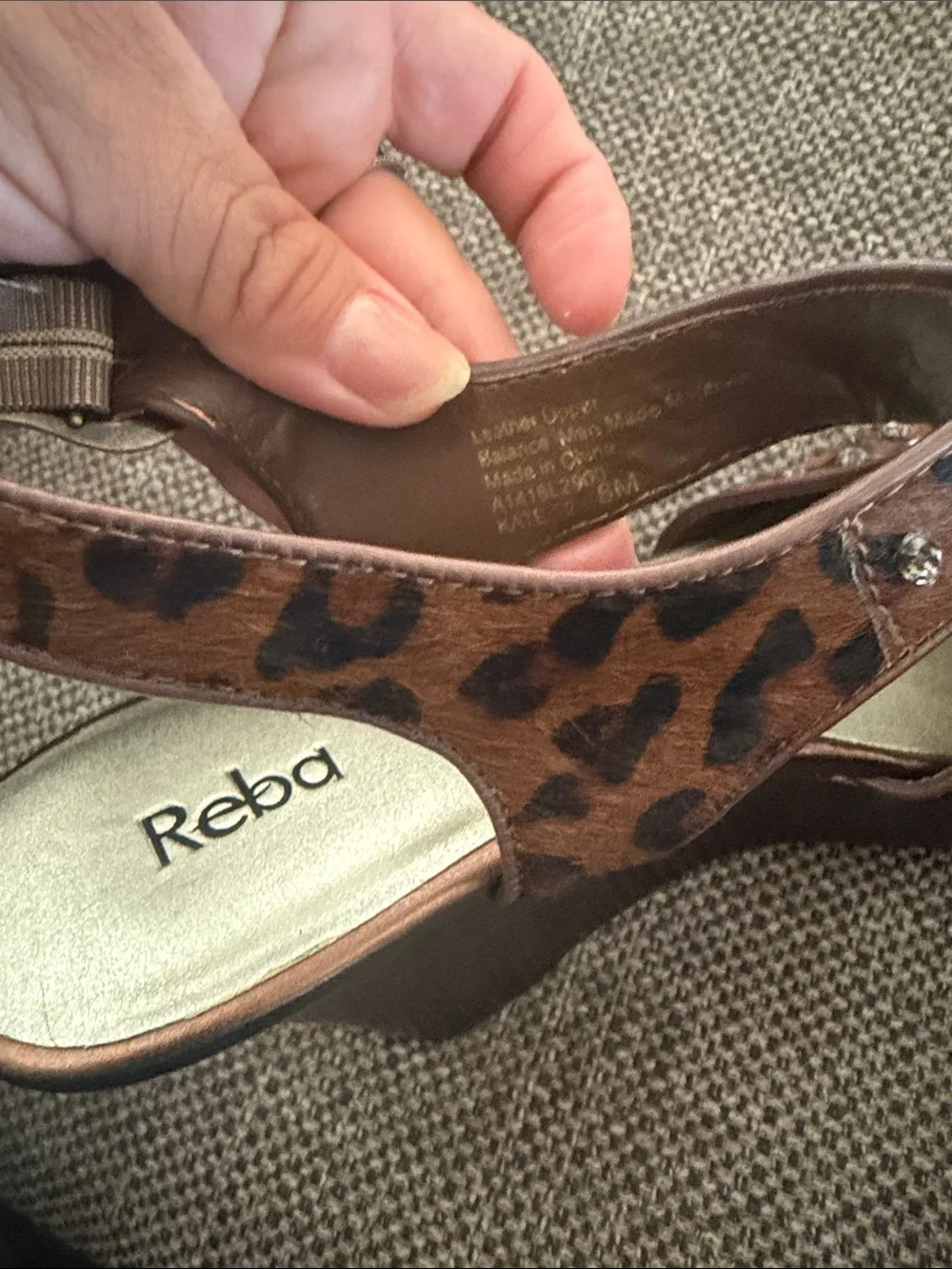 Reba Brown Leopard Jeweled Slingback Heels